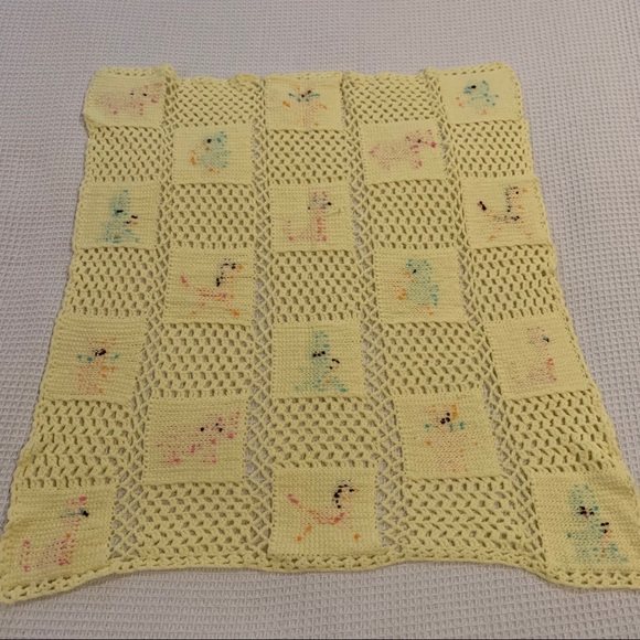 Vintage Bedding Vintage Baby Afghan With Animals Poshmark